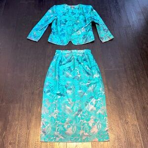 Cachet By‎ Bari Protas VINTAGE Brocade Beaded Jacket Skirt Set Size 16
